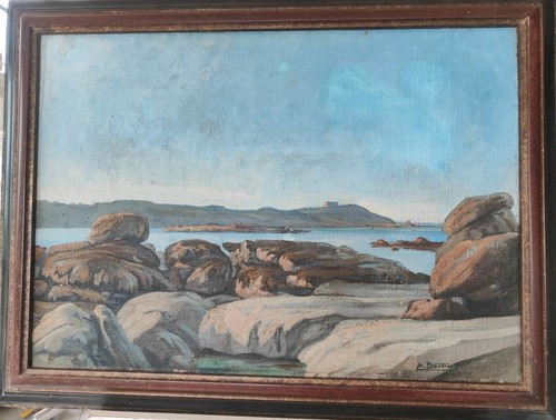 Huile sur toile marine - marine, rochers