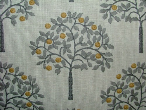 Tissu rideau brodé orange - rideau,