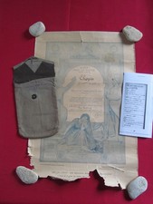 POCHETTE ANTI GAZ + DIPLOME NOMINATIF POILU 63 REGIMENT TERRITORIAL INFANTERIE