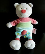 W. DOUDOU PELUCHE MUSICAL BENGY CHAT GRIS papillon bleu rose vert EXC. ETAT