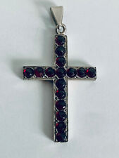 Pendentif Croix Argent Grenat