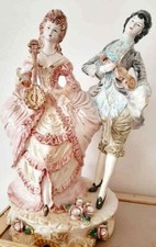 Petite Statue Capodimonte Dame Chevalier Figurine Homme Femme Musicien Bibelot