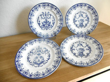 QUATRE ASSIETTES DESSERT FAIENCE J.VEILLARD BORDEAUX DECORS MOUSTIERS Lot 7.