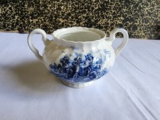 Pot en porcelaine bleue et blanche MADE IN ENGLAND ancien vintage