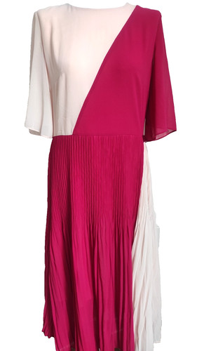 Robe longue plissée rose - mi-longue,
