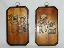 SOUVENIR de captivité 1ère GM 2 cadres  bois sculptés signé 42 è RAC WW1 memory