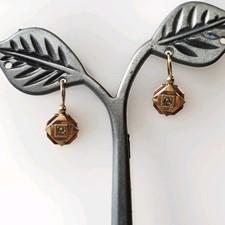 Anciennes Boucles D'oreilles Dormeuses  En Fix Avec Brillants