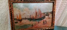 N 2 / magnifique tableau breton marine scène bretonne  port haut en couleur