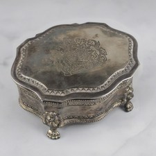 JOAILLIER boîte à bijoux armoiries royales Royaume-Uni Silver Company vers 19...