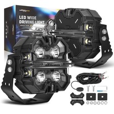 Projecteur LED 212W Spot RGB DRL Aluminium IP68 Double Face 5" Blanc 6000K 12V