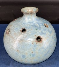 Vase boule céramique bleu
