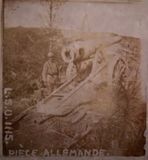CANON ALLEMAND PIECE  PHOTO VUE STÉRÉO PLAQUE VERRE GUERRE 1914 18 WW1 