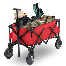 Chariot de Transport Jardin Plage Charrette à Main Remorque Pliable Rouge