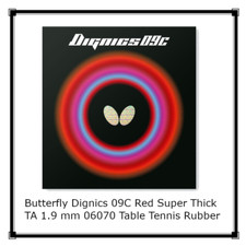 Butterfly Dignics 09C rouge super épais TA 1,9 mm 06070 tennis de table caout...