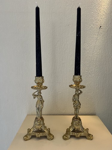 Paire bougeoirs bronze - de, en