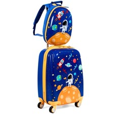 Valise Enfant 18" et Sac à Dos 12" Bagages à Main à Motif Astronaute avec 4 Rou