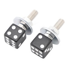 Paire Vis Plaque Immatriculation Moto Et Écrous Plastique noir Dés Custom