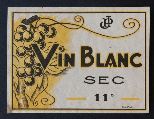 Ancienne étiquette vin - , blanc