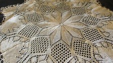 Ornate Antique French Lace Table Centre Snowflake Star Gold 35”diameter Handmade
