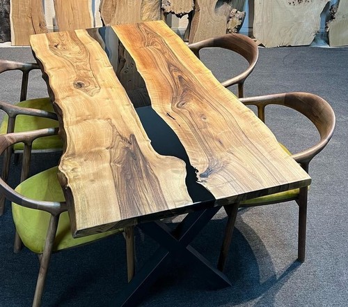 Black epoxy wood table - epoxy,