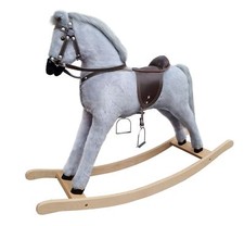 Cheval à bascule Cheval en bois Cheval en peluche gris moisissure