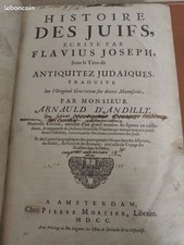 Livre ancien "Histoire des Juifs" écrit par Flavius Joseph sous le Titre de Anti