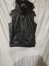 Nouveau gilet en cuir noir à