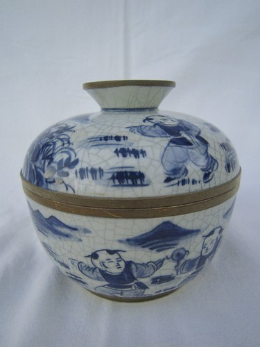 Ancien pot porcelaine boule - ancien,
