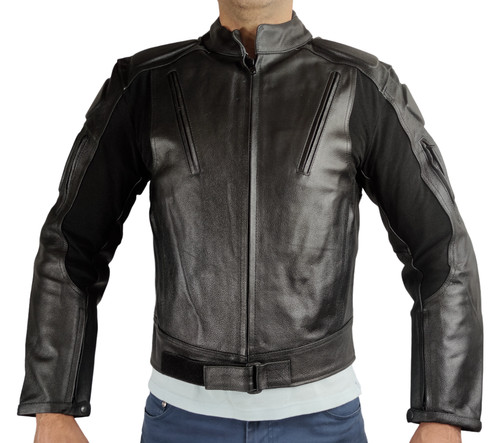 Veste moto cuir avec - en,