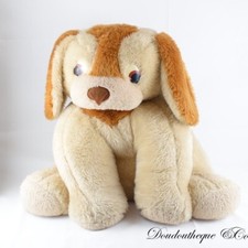 Grande peluche XXL chien TOLONE vintage beige marron assis 58 cm (MO)