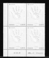 france 2023 Prune NOURRY Ligne vie Lifeline hand name embossed braille 4v BLOC