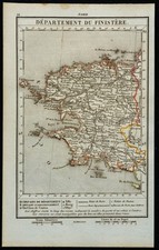 1823 - Finistère - Carte ancienne du département - Quimper et Bretagne