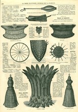 Gravure de mode ancienne 1869 corbeille à papier issue de magazine