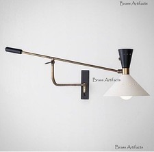 APPLIQUE MURALE DU SIÈCLE 1950 LAITON SPOUTNIK LUMINAIRE INDUSTRIEL ITALIEN...