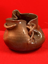 Bourse céramique contemporaine, XXe, vide poche, vase, signature à  identifier