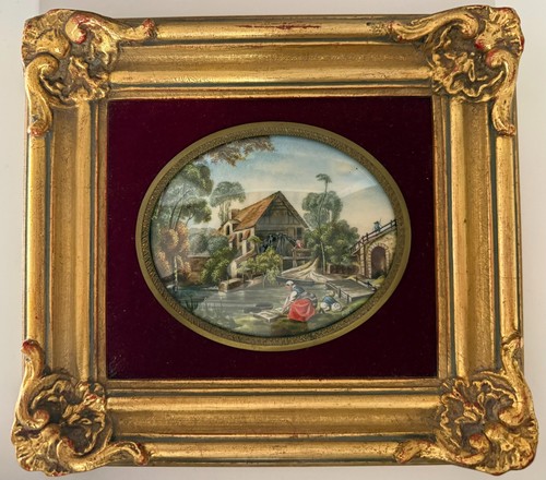 Paire miniatures peintes à - paire,