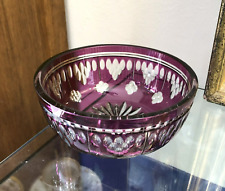coupe cristal taillé doublé violet BACCARAT / VAL St LAMBERT / SAINT LOUIS 15 cm