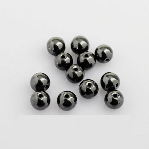 Perle hematite noir 8mm - perle,