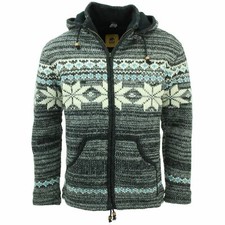 Capuche Pull LoudElephant Gris Jacquard Cardigan Veste Polaire Fermeture Éclair