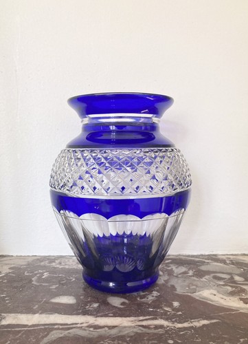 Vase cristal doublé - cristal, bleu