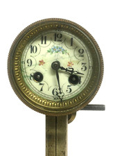 Mouvement n°16328 pendule Paris 98/88mm, cadran fleuri, balancier,fonctionnel