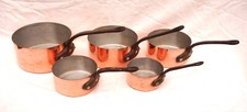 French Cookware Tin Lined Copper 5 Sauce Pans Set 2mm Perfect 10 Lbs