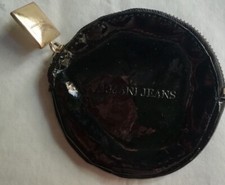 Sac à Main Armani Jeans Noir Cuir Verni Fermeture Eclair Occasion Cuir