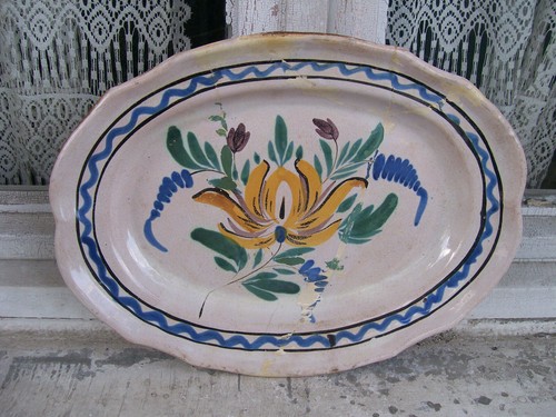 Plat ancien faience - faience, noir