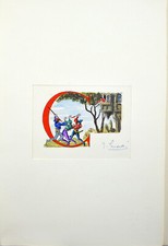 NAVARRE, Marguerite de - GRADASSI, Jean L' Heptameron. aquarelle signée 1970
