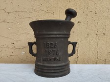 Ancien Mortier Pharmaceutique Français En Fonte Avec Son Pilon Original Léger