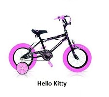 Vélo Enfant +3 ans Hello Kitty Noir 12" + 2 Petites Roues 