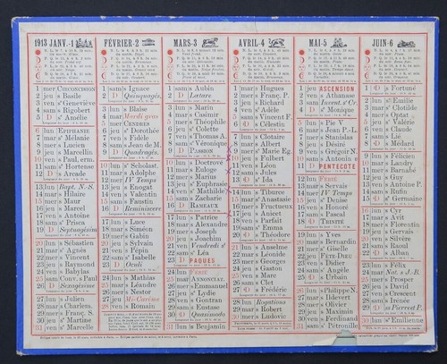 1913 calendrier almanach - 1913,
