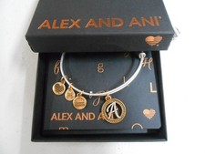 ALEX AND ANI Initiale A Bracelet Deux Nuances Neuf Étiquette Boîte Carte 2018