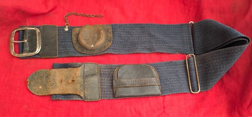 Ceinture cuir toile bleu - +,